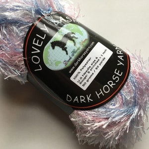 Dark Horse Yarn Lovely Lash #118 Blue Pink White 50gr 92yds - Eyelash Yarn