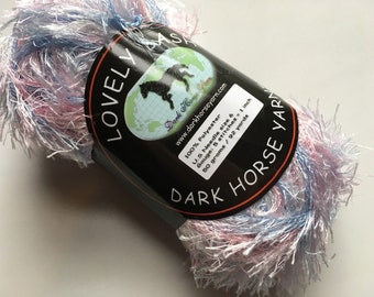 Dark Horse Yarn Lovely Lash #118 Blue Pink White 50gr 92yds - Eyelash Yarn