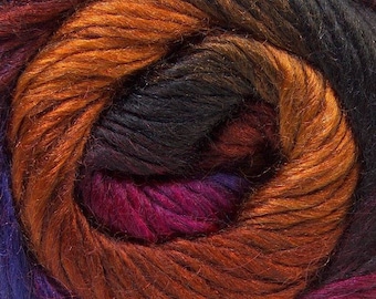 Madonna #27204 Purple Dark Gold Fuchsia Auburn Charcoal Wool Mohair Acrylic DK Striping Yarn 100 Gram 328 Yards