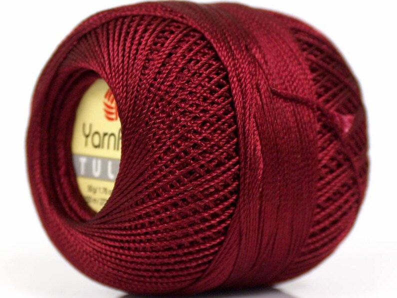 Burgundy Yarn Art Tulip Size 10 Microfiber Thread 17315 50 Gr Etsy