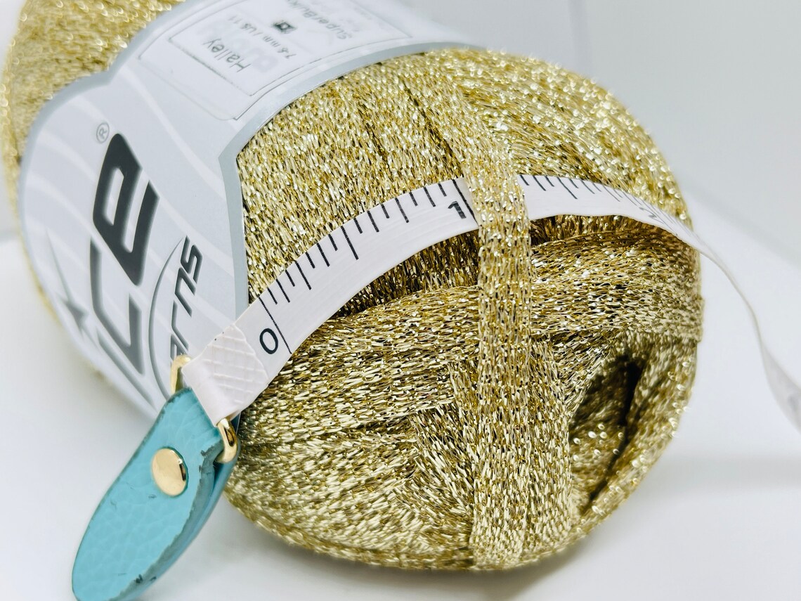 Hillary Ribbon Yarn Halley Light Gold Ribbon Yarn 80552 Ice Yarns Sparkly Metallic Lurex ...