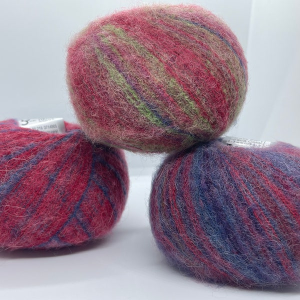 3-Pack Caress Baby Alpaca 78247 Ice Yarns Baby Alpaca, Extrafine Merino Wool, Nylon, Elastin Fingering Weight LOT of 3 Red Purple Green Blue