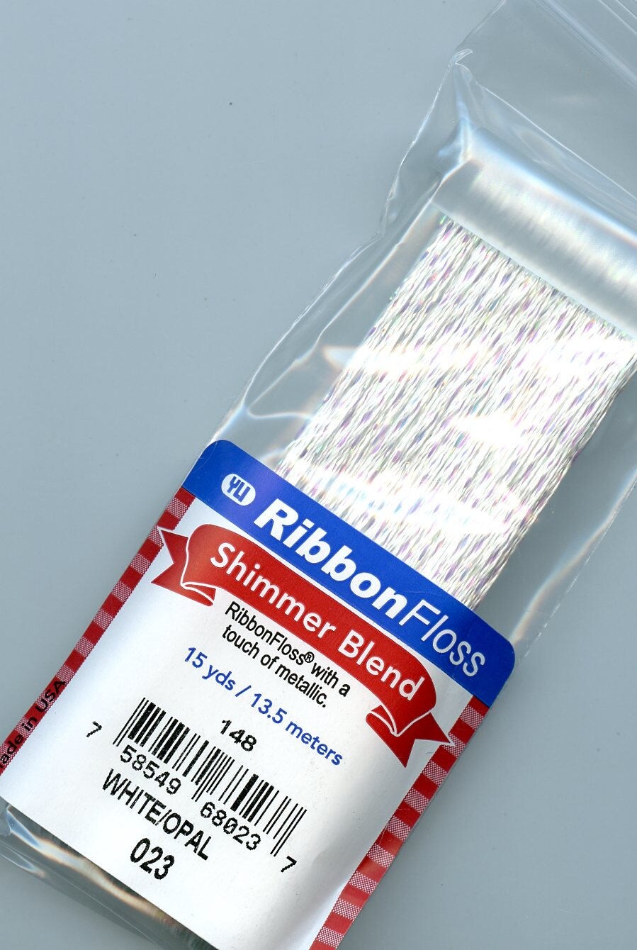 YLI Ribbon Floss Shimmer Blend 148 #023 White / Opal Rayon W