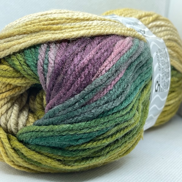 Magic Worsted 77639 Greens, Grape, Tan + Self-Striping Acrylic, Worsted Weight 202 Yards (185 meters) 3.53 ounces (100 grams)