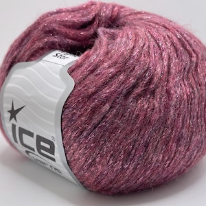 New Pink Night Star 67961 Ice Yarns DK Weight Metallic Chainette Wool Blend Yarn 50 Grams (1.75 ounces) 200 meters (218 yards)