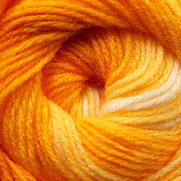 100 gram Magic Light #22019 Yellow, Apricot, Orange w/ Cream White Ice DK Acrylic Yarn 393 yards Self-Striping Yarn