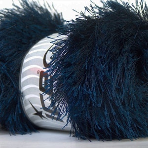 Navy Blue Eyelash Yarn Ice 22735 Eyelash 100gr 164 yds Navy Midnight Blue Fun Fur for Shawls Scarves, Faux Fur Trim, Plush Toys, Rugs