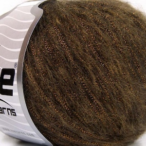 Brown Copper Fuzzy Rock Star Metallic 64178 Ice Yarns Wool Blend Yarn 50 Grams (1.75 ounces) 100 meters (109 yards)