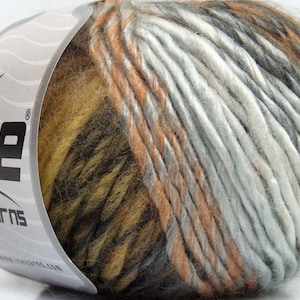 Brown, Amber, Black, White, Grey Vivid Wool Yarn 40664 Ice Yarns #4 Weight (Worsted) Wool, Acrylic 50 grams (1.76 ounce) 80m (87 yards)