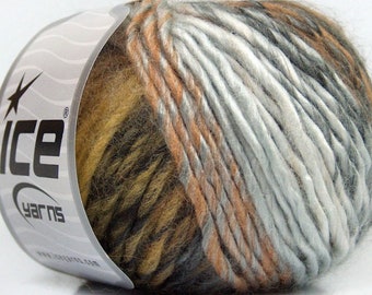 Brown, Amber, Black, White, Grey Vivid Wool Yarn 40664 Ice Yarns #4 Weight (Worsted) Wool, Acrylic 50 grams (1.76 ounce) 80m (87 yards)