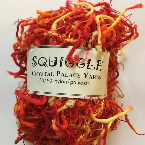 Sale - Crystal Palace Yarns Squiggle #9296 Firecracker - Reds, Oranges, Yellow - Great CarryAlong! - PigTail Eyelash