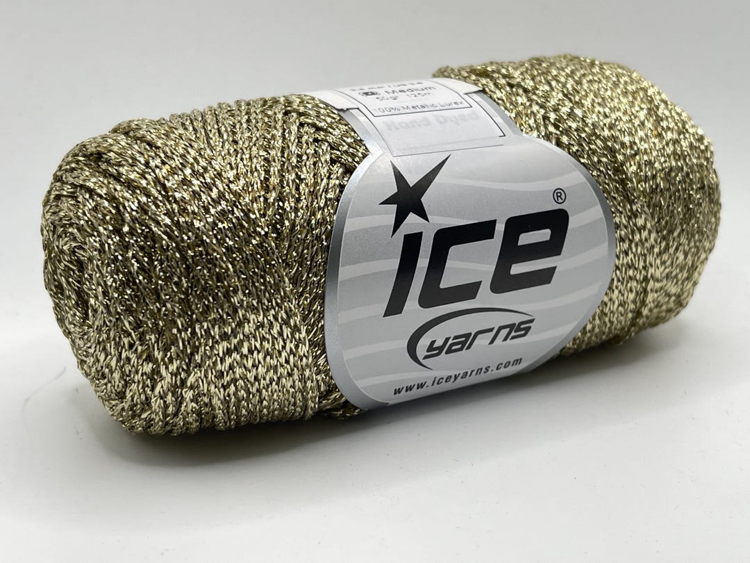 Gleamy Light Gold 84265 Ice Yarns DK Metallic Braid All Metallic Lurex ...