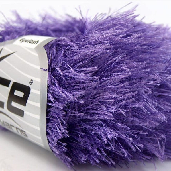 Perfectly Purple Long Eyelash Yarn Ice Solid Medium Purple Fun Fur  82Yd 22775