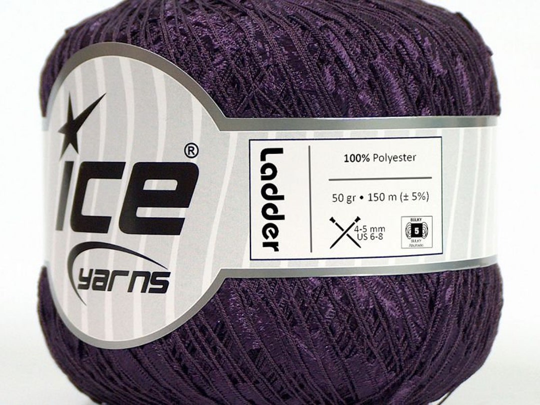 Dark Purple Ladder Ribbon Yarn 70283 Ice Yarns Polyester 50 Grams (1.76 ...