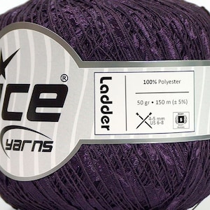 Fil pour ruban pour échelle violet foncé 70283 Ice Yarns polyester 50 g (1,76 once) 150 m (164 yards) x 1/8e de pouce de large