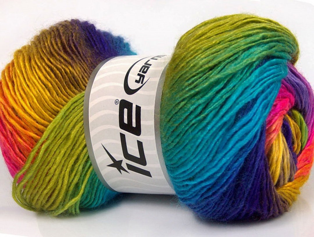 Paradise Rainbow Yarn 62912 Turquoise Blue Green Pink Purple Gold