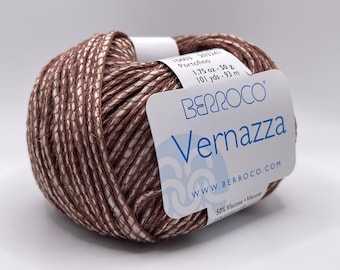 Berroco Vernazza Yarn 10603 Portofino - Brown, White Worsted Cotton Linen Viscose 50gr 101yds
