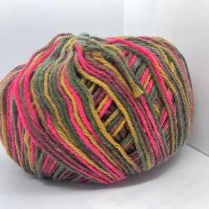 Autumn Joy Wool DK Color Ice Yarns #56206 Wool, Acrylic Blend Variegated Yarn 50 Gram, 191 Yards - Pink, Greens, Mauve