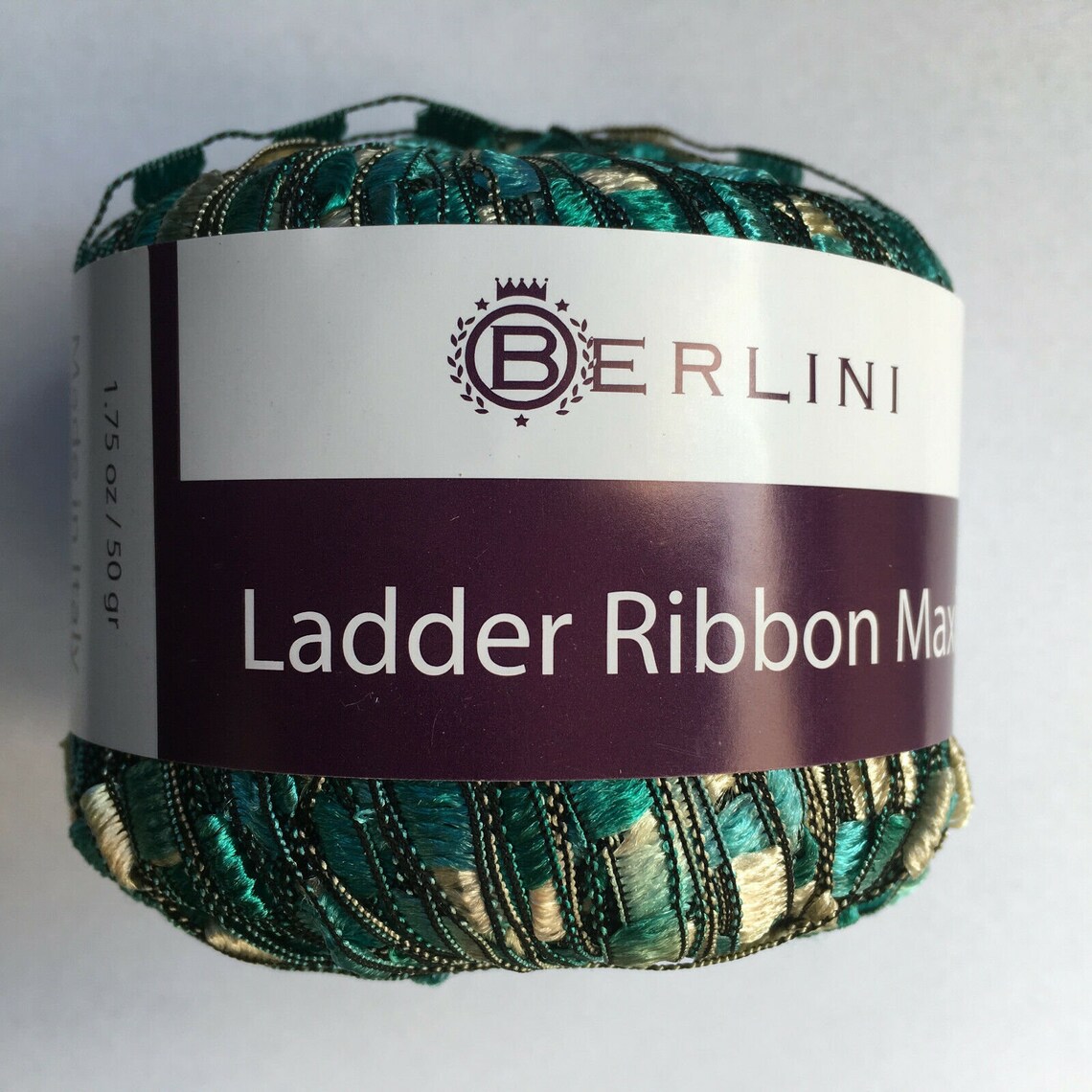 Berlini Ladder Ribbon Maxi Yarn 68 Teal Turquoise Ivory 50gr Etsy