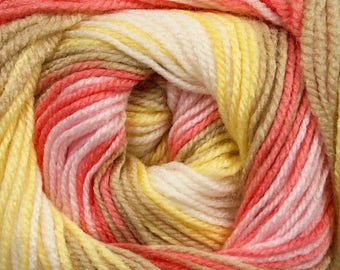100gr Magic Baby #50009 Pinks, Yellow, Tans, White Acrylic Yarn 393yds Stripes for DK or Sport Projects