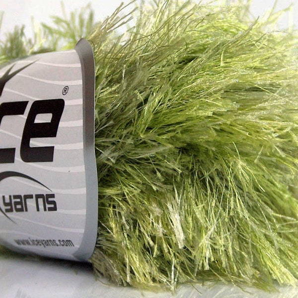 Extra Long Mixed Greens Eyelash Yarn 32yd 50gr #51308 Ice Long Eyelash Colorful