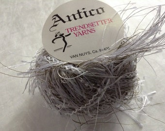 Trendsetter Antico Eyelash Yarn no. 201 White Gold (Dove) 83 Yards 20 Grams Polyester