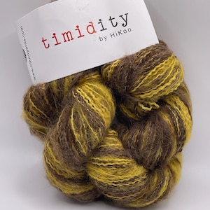 Hikoo Tmidity Wolle #1 Honey Drizzle - Gelb Braun Streifen Multi-texture Dünne Wolle Acryl Nylon Mischung 50g 245y