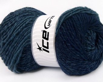 Blue, Navy Fantasia Yarn - Ice 61029 Heavy Worsted Wool Acrylic Yarn 100 grams / 3.53 oz 207 yds / 190 m Long Striping