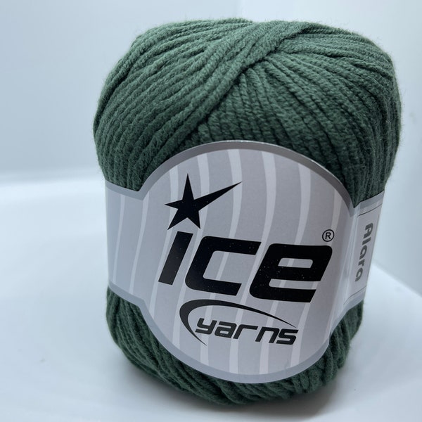 Pine Green Alara 27366 Ice Yarns DK Weight Cotton Blend Yarn 50 Grams (1.75 Ounces) 140 Meters (153 Yards)