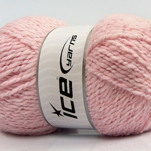 Baby Pink Baby Wool Glitz Ice 67619 Bulky Soft Sparkly Wool Acrylic Yarn 100 grams, 174 yards