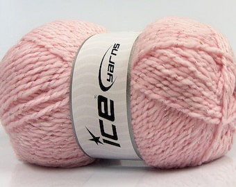 Baby Pink Baby Wool Glitz Ice 67619 Bulky Soft Sparkly Wool Acrylic Yarn 100 grams, 174 yards