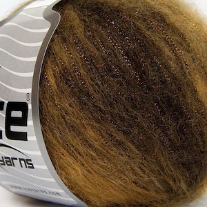 Brown Fuzzy Rock Star Metallic 66539 Ice Yarns Wool Blend Yarn 50 Grams (1.75 ounces) 100 meters (109 yards)