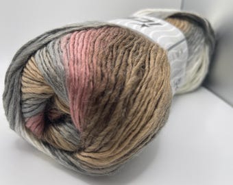 Lana Bella Gris Pálido, Rosa Polvoriento, Blanco, Marrón Hilo 82260 Ice Yarns Mezcla de Lana Merino Auto-Rayas DK Peso 100 gramos 273 yardas