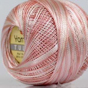 Variegated Antique Pink & White - Yarn Art Tulip Size 10 Microfiber Thread 17331 50 gr 273 yds Needlepoint, Cross Stitch, Crochet