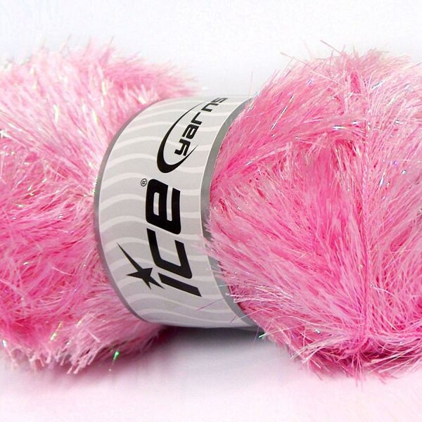 Pink Eyelash Dazzle #69835 Eyelash Yarn with Iridescent Metallic Sparkle, 100 Gram, 153 Yards