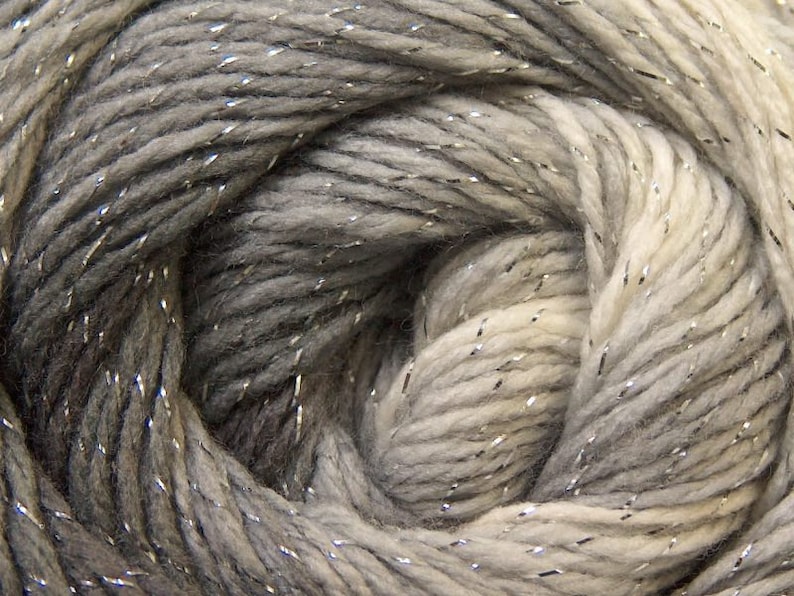 100 gr Magic Glitz 22049 Greys White Silver Metallic Self-Striping DK Yarn