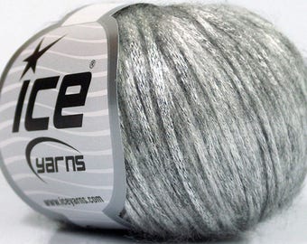 Rock Star Silver Gray Metallic Sheen, Soft Nylon, Merino Wool, Acrylic Blend Yarn, 50 Gram 125 Yards, #52017 Ice