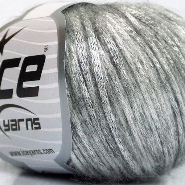 Rock Star Silver Gray Metallic Sheen, Soft Nylon, Merino Wool, Acrylic Blend Yarn, 50 Gram 125 Yards, #52017 Ice