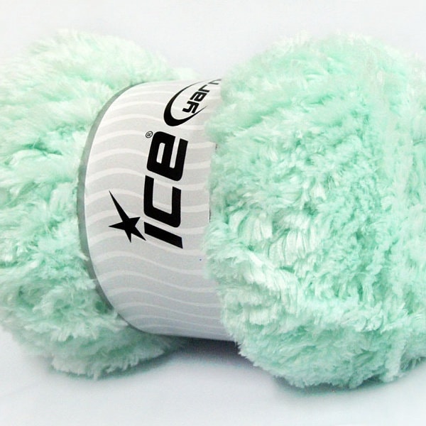 Mint Green Panda Fuzzy Plush Yarn 100 Gram, 87 Yards Ice 58826 Short Eyelash