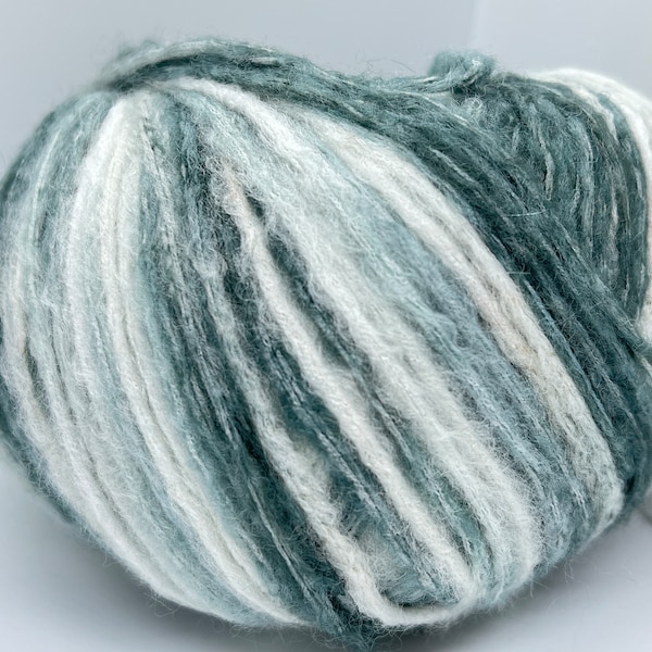 Rock N Wool Slate, Grey, White Yarn #79988 Ice Yarns 50 Grams (1.75 Ounces) 145 Meters (158 Yards) Fuzzy, Variegated, Soft, DK