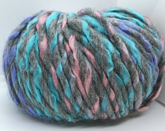 Baby's Grey Twist Ice 69003 Bulky Thin Thick Acrylic Wool Yarn Pink Lilac Aqua on Grey  50 grams 76 yards