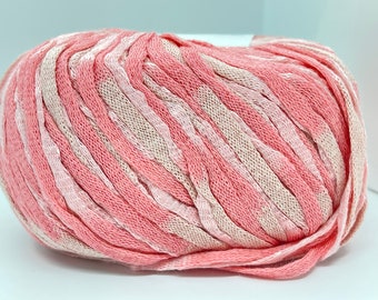 Trendsetter Infinity #59 Rose / Watermelon Silk Cotton Viscose Blend Mesh Net Tube Yarn 50g 85yd Pink Beige Coral Luxury Summer Palette