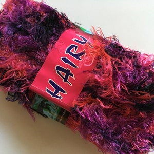 Pink Purple Midnight Blue Wavy Eyelash Yarn - Dark Horse Hairy #21 - 100 Gram 82 Yards