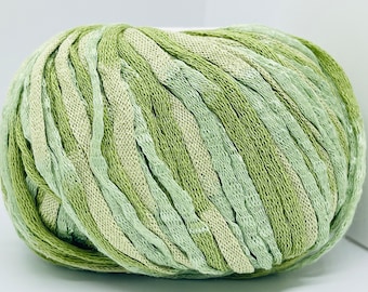 Trendsetter Infinity #29 Sage Basil Silk Cotton Viscose Blend Mesh Net Tube Yarn 50g 85yd Luxury Summer Greens Marsh Palette Hint of Sparkle