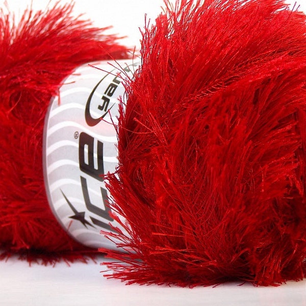 LG 100 gram Red Eyelash Yarn Ice Fun Fur 164 Yards 22716-55454