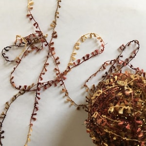 Crystal Palace Yarns Little Flowers #0436 Chocolate & Almonds Metallic Mini Flag Yarn 50 gram 130 yards Browns Burgundy Gold