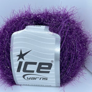 Sparkle Soft Dark Purple 68313 Ice Yarn Metallic Lurex Nylon Eyelash Yarn 50 grams 153 yards