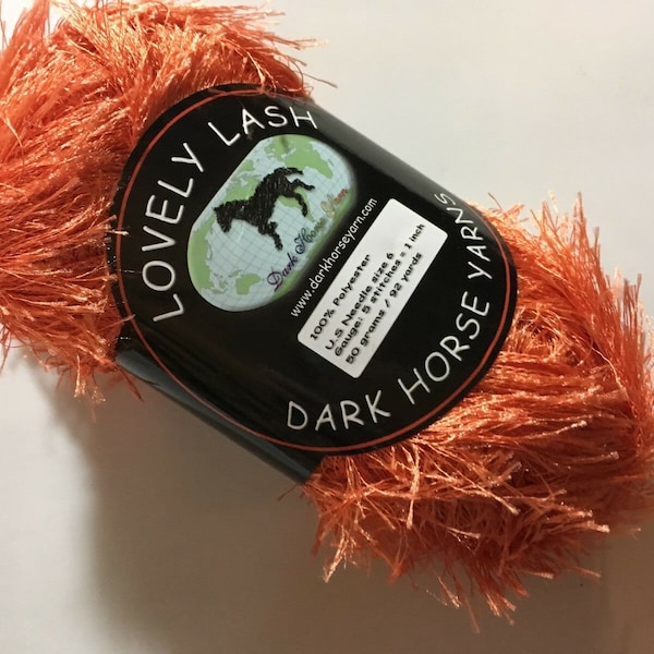 Dark Horse Yarn Lovely Lash #213 Dark Orange Eyelash Yarn 50gr 92yds