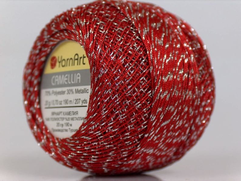 Red Silver Metallic Braid Thread Cross Stitch 13 Gram 100 Yards Yarnart ...