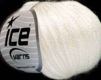 Rock Star "White Satin" Metallic Sheen, Soft Nylon, Merino Wool, Acrylic Blend Yarn, 50 Gram 125 Yards, #52016 Ice